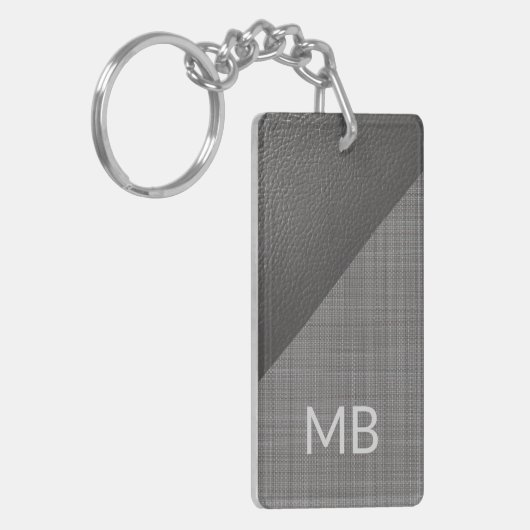 Aangepast folielicht Middeldonkergrijs leder Sleutelhanger (Voorkant Links)