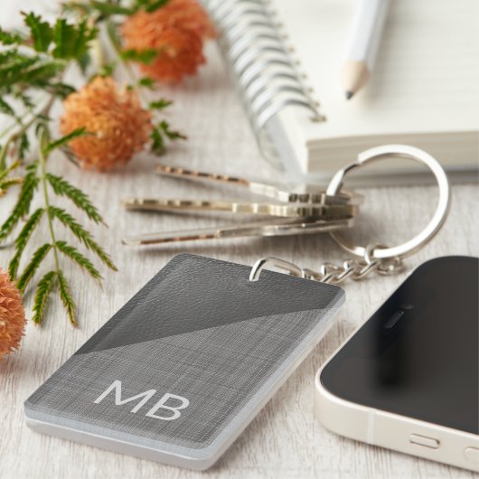 Aangepast folielicht Middeldonkergrijs leder Sleutelhanger (Voorkant Rechts)