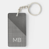 Aangepast folielicht Middeldonkergrijs leder Sleutelhanger (achterkant)