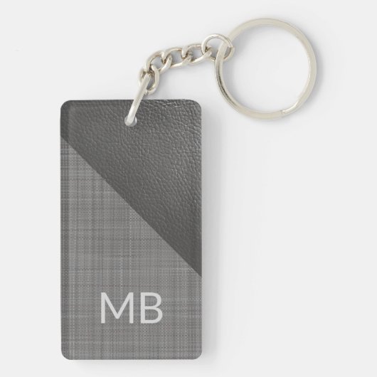 Aangepast folielicht Middeldonkergrijs leder Sleutelhanger (achterkant)