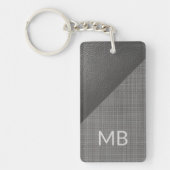 Aangepast folielicht Middeldonkergrijs leder Sleutelhanger (Voorkant)