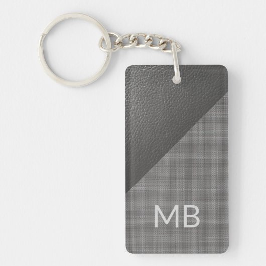 Aangepast folielicht Middeldonkergrijs leder Sleutelhanger (Voorkant)