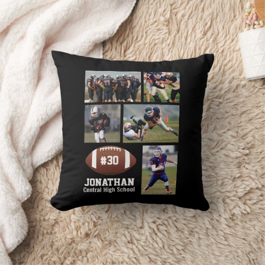 Aangepast Football Foto Collage Player Naam # Team Kussen (Deken)