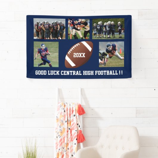 Aangepast Football Foto Collage Team School Naam Spandoek (Insitu)