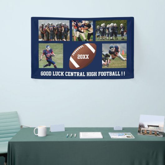 Aangepast Football Foto Collage Team School Naam Spandoek (Beurs)
