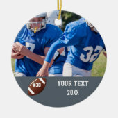 Aangepast Football Fotonaam en -nummer Keramisch Ornament (Voorkant)