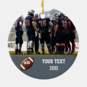 Aangepast Football Fotonaam en -nummer Keramisch Ornament (Achterkant)
