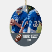 Aangepast Football Fotonaam en -nummer Keramisch Ornament (Rechts)