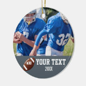 Aangepast Football Fotonaam en -nummer Keramisch Ornament (Links)