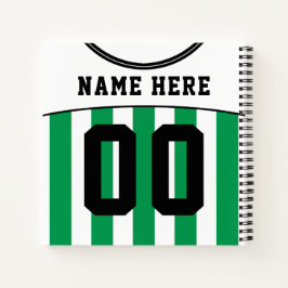 Aangepast Football Groene Stripes Jersey Notitieboek