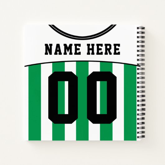 Aangepast Football Groene Stripes Jersey Notitieboek (Achterkant)