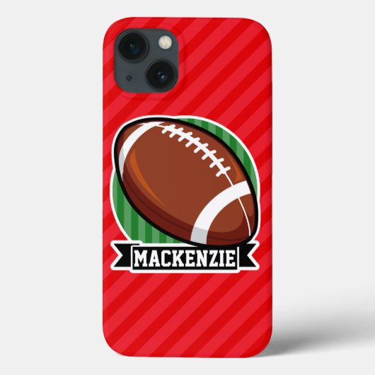 Aangepast Football op rode diagonale strepen Case-Mate iPhone Case (Achterkant)