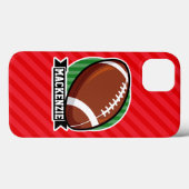 Aangepast Football op rode diagonale strepen Case-Mate iPhone Case (Achterkant (horizontaal))