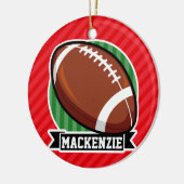 Aangepast Football op rode diagonale strepen Keramisch Ornament (Links)