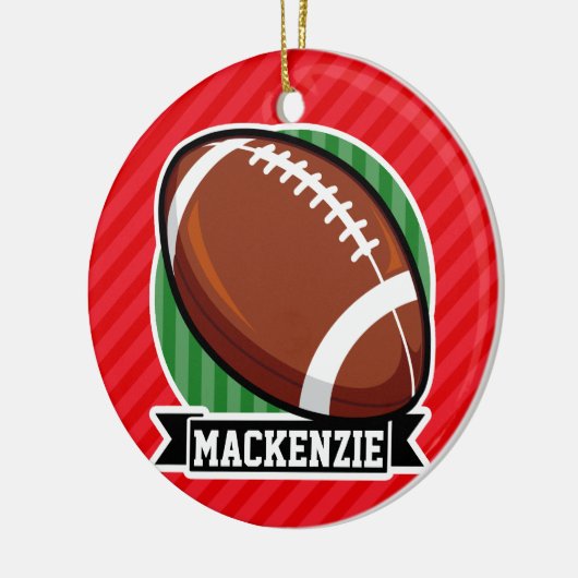 Aangepast Football op rode diagonale strepen Keramisch Ornament (Links)