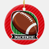 Aangepast Football op rode diagonale strepen Keramisch Ornament (Achterkant)