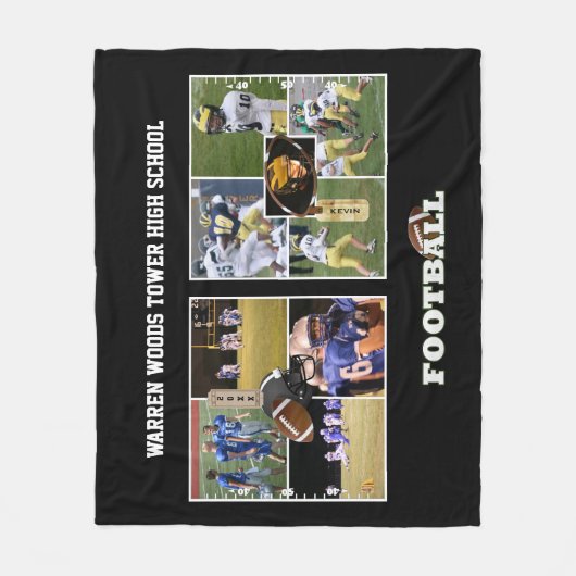 Aangepast Football van de School voor fotocollage  Fleece Deken (Voorkant)