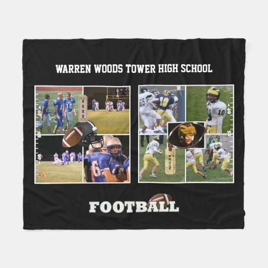 Aangepast Football van de School voor fotocollage  Fleece Deken (Voorkant (Horizontaal))