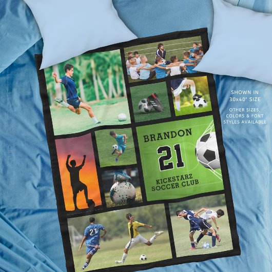 Aangepast Football van Voetbal Foto Collage Fleece Deken