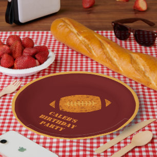 Aangepast Football Verjaardagsfeest Maroon Gold Papieren Bordje