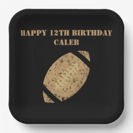 Aangepast Football Verjaardagsfeest Zwart Goud Pap Papieren Bordje