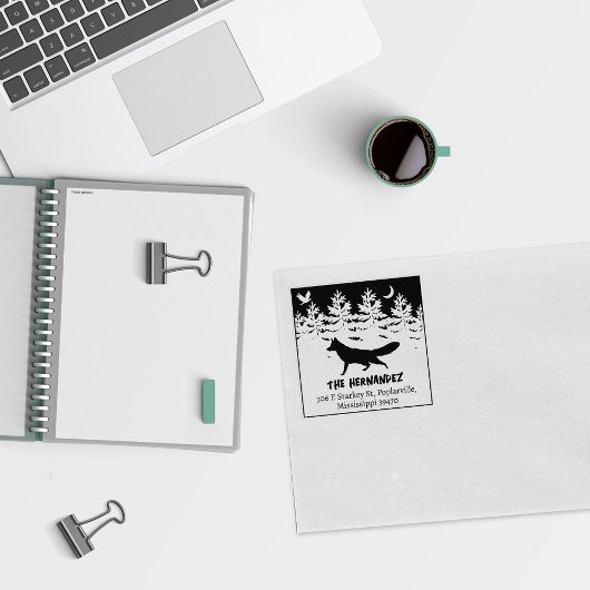 Aangepast Forest Wolf familie retouradres Rubberstempel