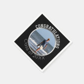 Aangepast foto-Afstuderen | Zwart en zilver Servet (Hoek)