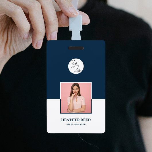 Aangepast foto-badge, streepjescode, logo, naamkaa badge