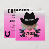 Aangepast Foto Cowgirl Birthday Uitnodiging toevoe (Voorkant / Achterkant)