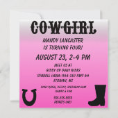 Aangepast Foto Cowgirl Birthday Uitnodiging toevoe (Achterkant)