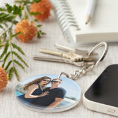 Aangepast foto eenvoudig minimalistisch verloving sleutelhanger (Voorkant Rechts)