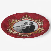 Aangepast foto Elegant Red Gold Roos druppels Papieren Bordje (Gekanteld)