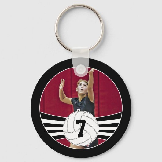 Aangepast foto- en Jersey nummer Volleyball Sleute Sleutelhanger (Voorkant)