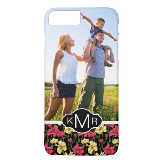 Aangepast foto- en monogram Elegant floreel patroo Case-Mate iPhone Case (Achterkant)