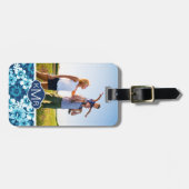 Aangepast foto- en monogram Floral Hibiscus Patter Bagagelabel (Voorkant horizontaal)