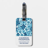 Aangepast foto- en monogram Floral Hibiscus Patter Bagagelabel (Achterkant verticaal)