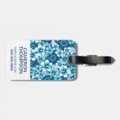 Aangepast foto- en monogram Floral Hibiscus Patter Bagagelabel (Achterkant horizontaal)