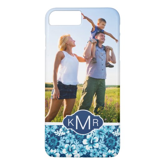 Aangepast foto- en monogram Floral Hibiscus Patter Case-Mate iPhone Case (Achterkant)