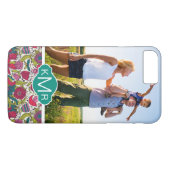 Aangepast foto- en monogram helder bloempatroon Case-Mate iPhone case (Achterkant (Horizontaal))