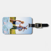 Aangepast foto- en monogram kabelpatroon 1 bagagelabel (Voorkant horizontaal)