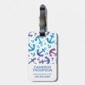 Aangepast foto- en monogram kleurstofpatroon 2 bagagelabel (Achterkant verticaal)