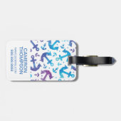 Aangepast foto- en monogram kleurstofpatroon 2 bagagelabel (Achterkant horizontaal)