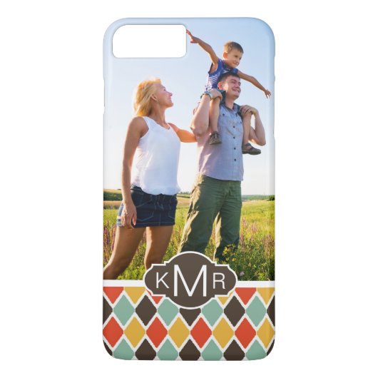 Aangepast foto- en monogram modern ikattribaal pat Case-Mate iPhone case (Achterkant)