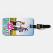 Aangepast foto- en monogram mooi zomerpatroon bagagelabel (Voorkant horizontaal)