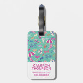 Aangepast foto- en monogram mooi zomerpatroon bagagelabel (Achterkant verticaal)