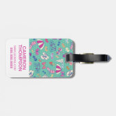 Aangepast foto- en monogram mooi zomerpatroon bagagelabel (Achterkant horizontaal)