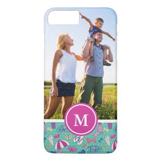 Aangepast foto- en monogram mooi zomerpatroon Case-Mate iPhone case (Achterkant)