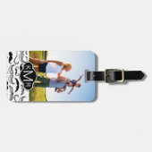 Aangepast foto- en monogram mustache-patroon 2 bagagelabel (Voorkant horizontaal)