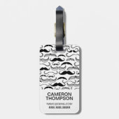 Aangepast foto- en monogram mustache-patroon 2 bagagelabel (Achterkant verticaal)