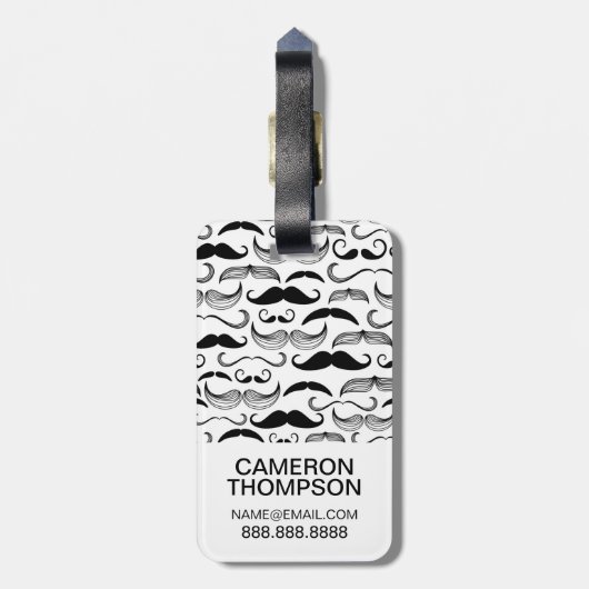 Aangepast foto- en monogram mustache-patroon 2 bagagelabel (Achterkant verticaal)